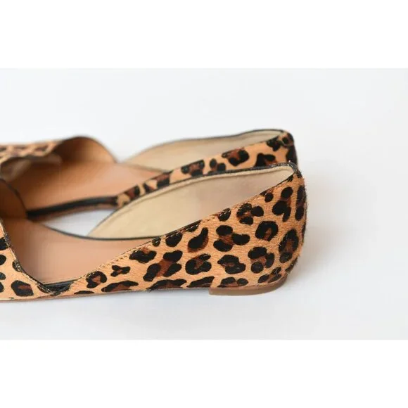 J. Crew Zoe D’Orsay Flats Sz 8 Calf Hair Leopard Print Pointed Toe Flat - Picture 5 of 16